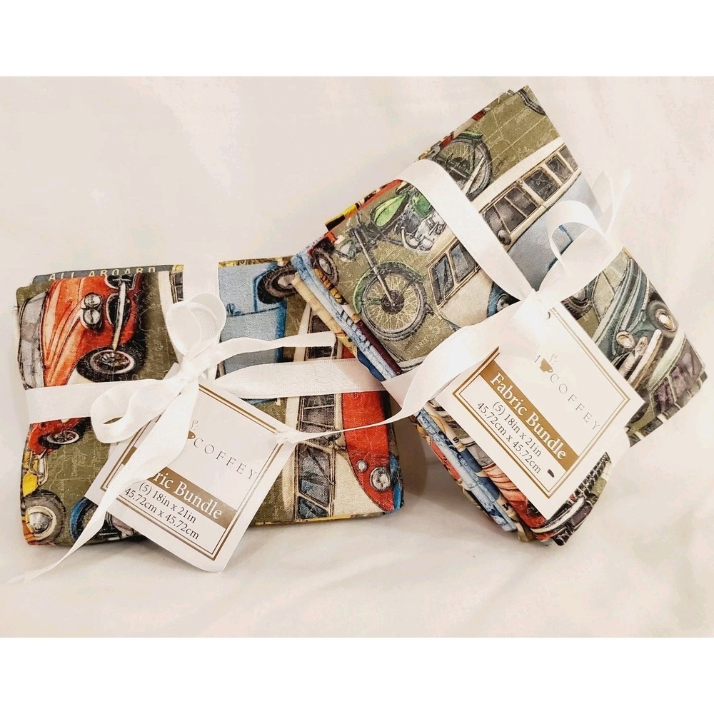 Set of 2 Tim Coffey Vintage Travel Fabric Bundle Has 5 ea 18" x 21"  squares